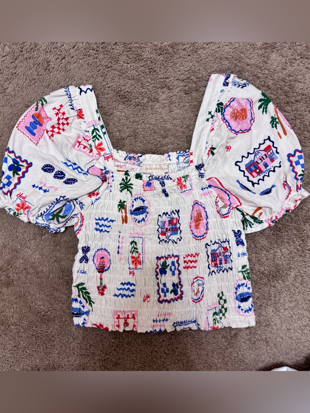 Girls L Mediterranean Style Smocked Top